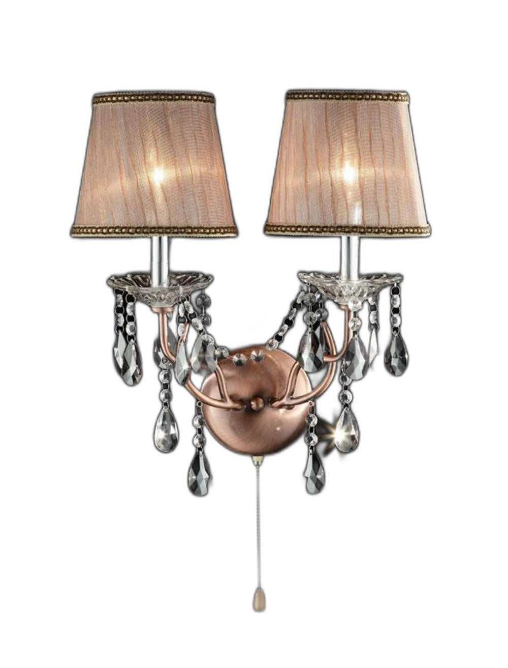 Silver & Pink Faux Crystal Dual Light Hanging Wall Sconce