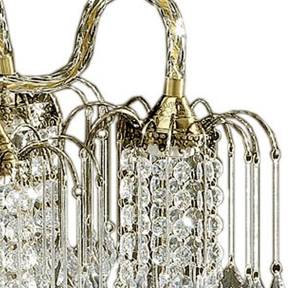 2 Tier Crystal & Brass Hanging Chandelier Light