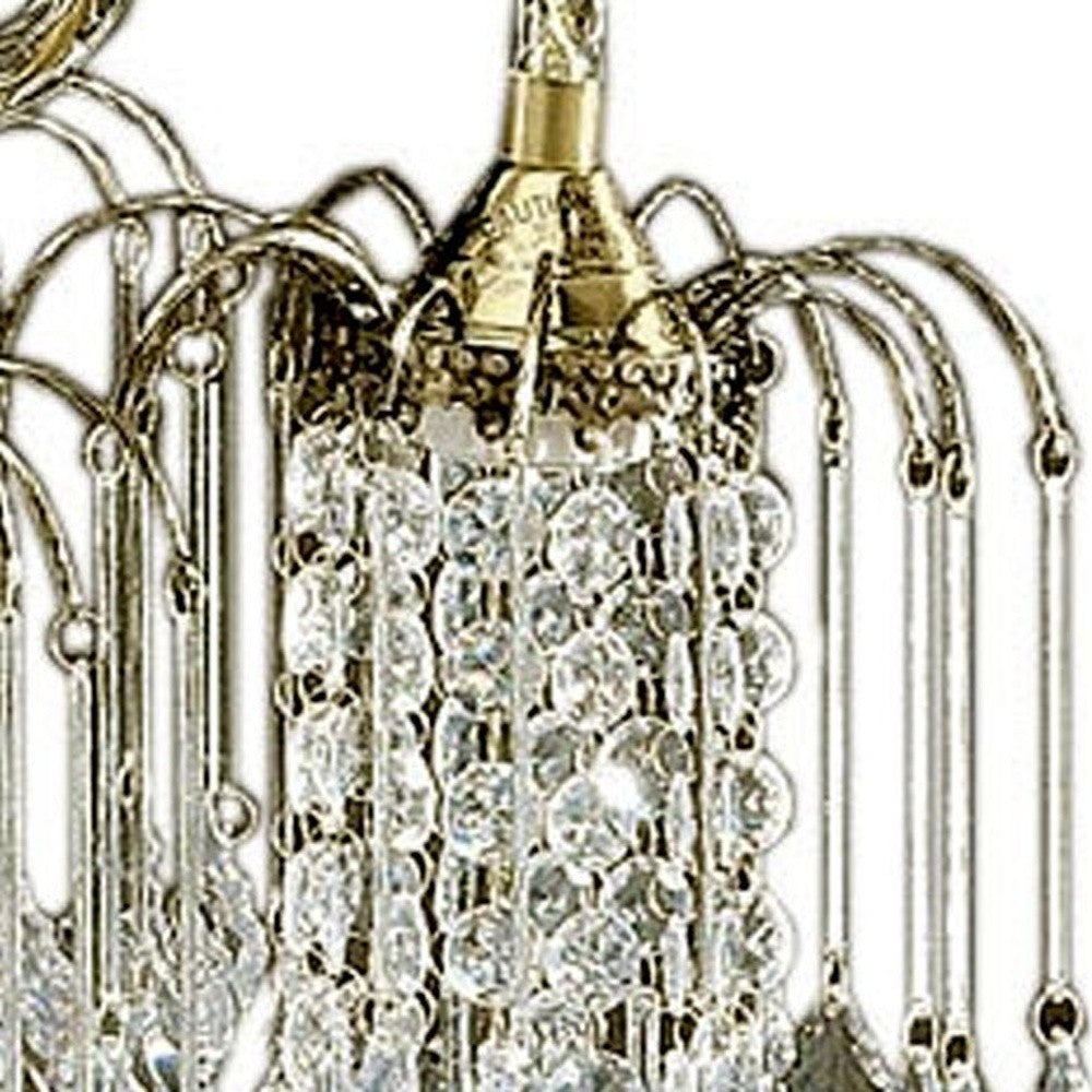 2 Tier Crystal & Brass Hanging Chandelier Light
