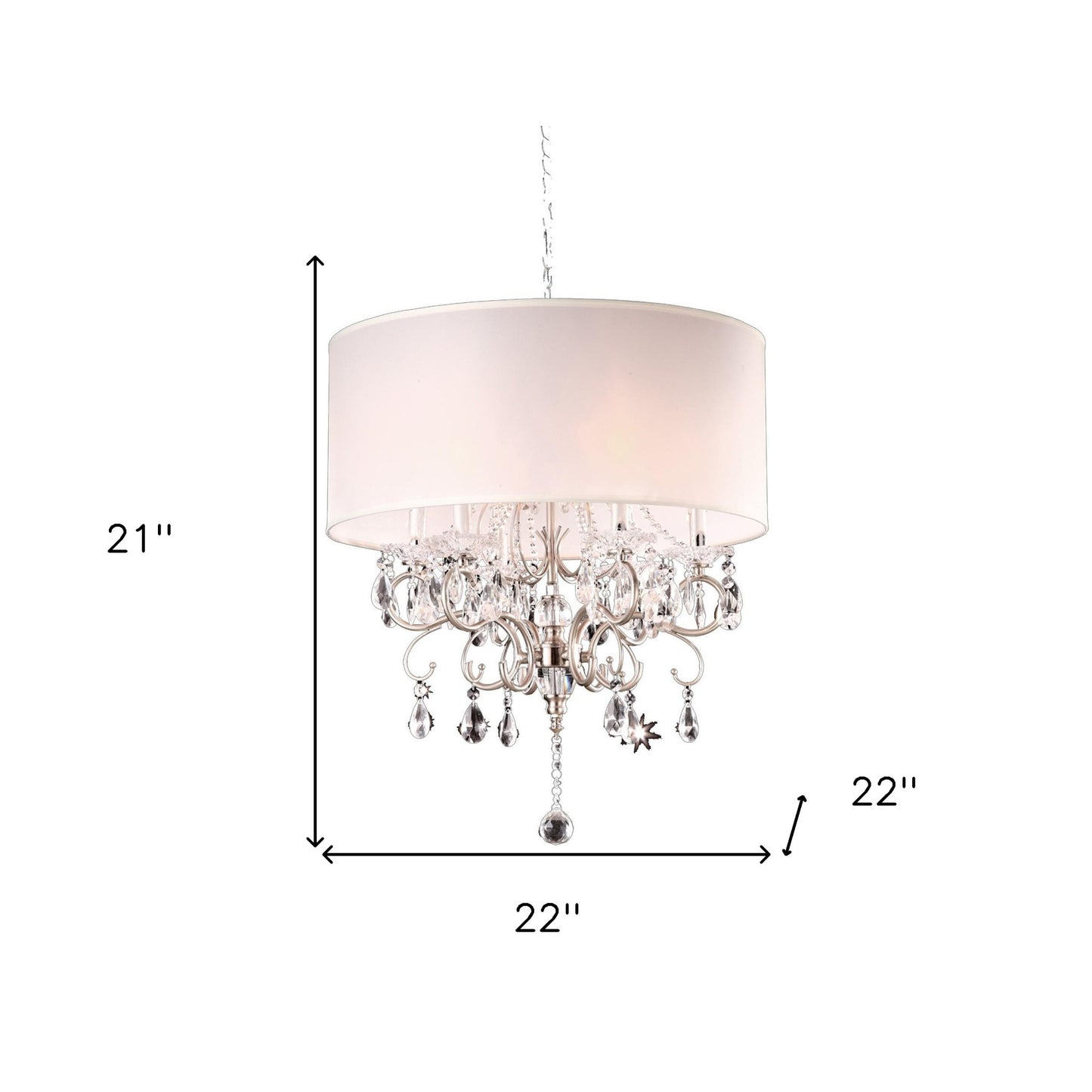 Glam Silver Crystals & Shade Chandelier