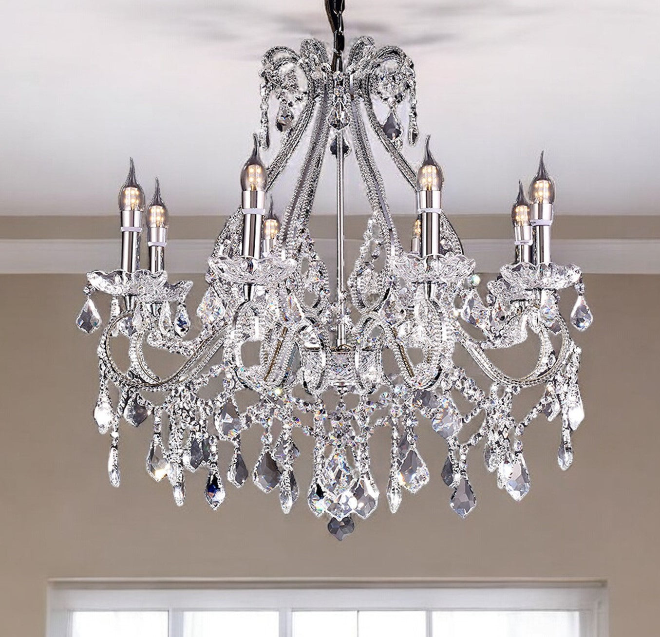Candle Style Empire 8 Light Glass Ceiling Light