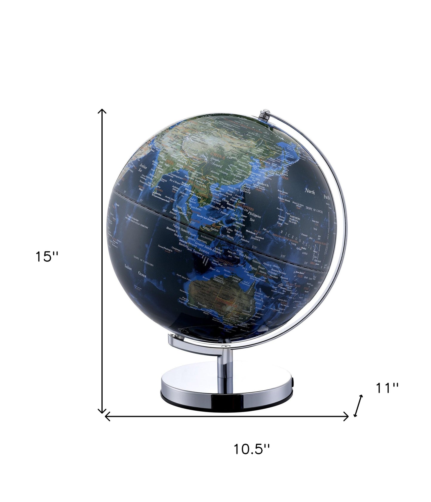 Chrome Polyresin Globe With LED
