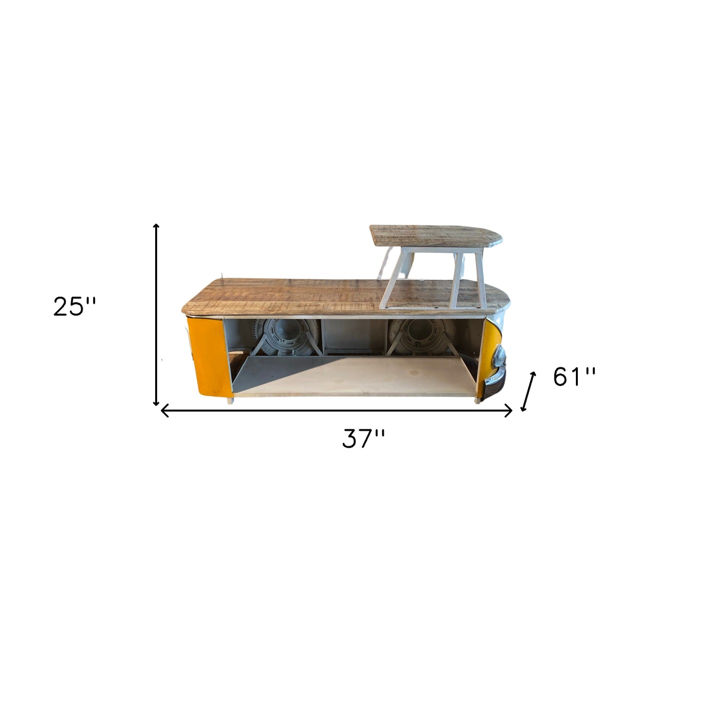 Rustic Natural & Yellow Peace Van Coffee Table