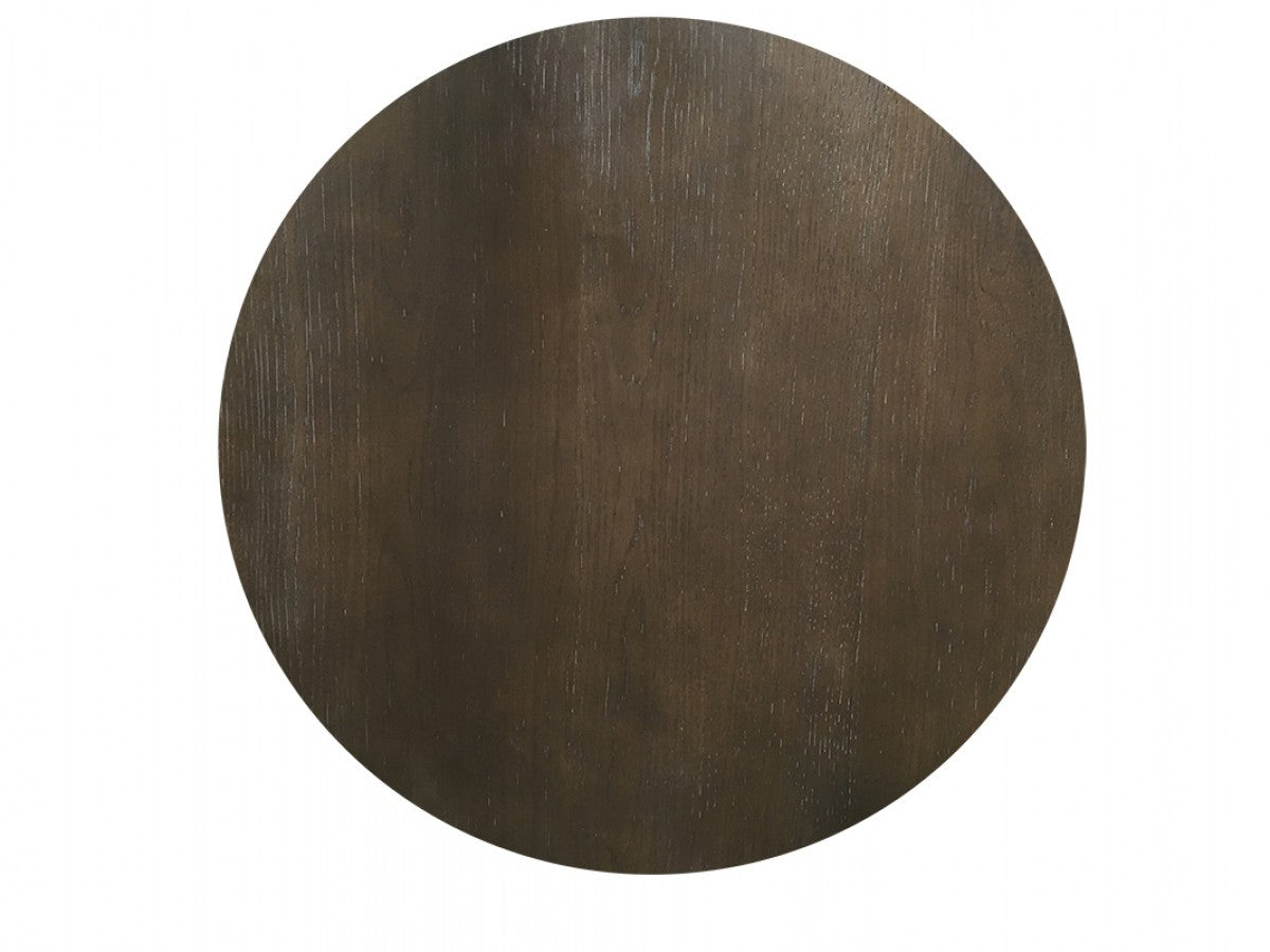 Modern Grey Concrete & Brown Oak Round Coffee Table