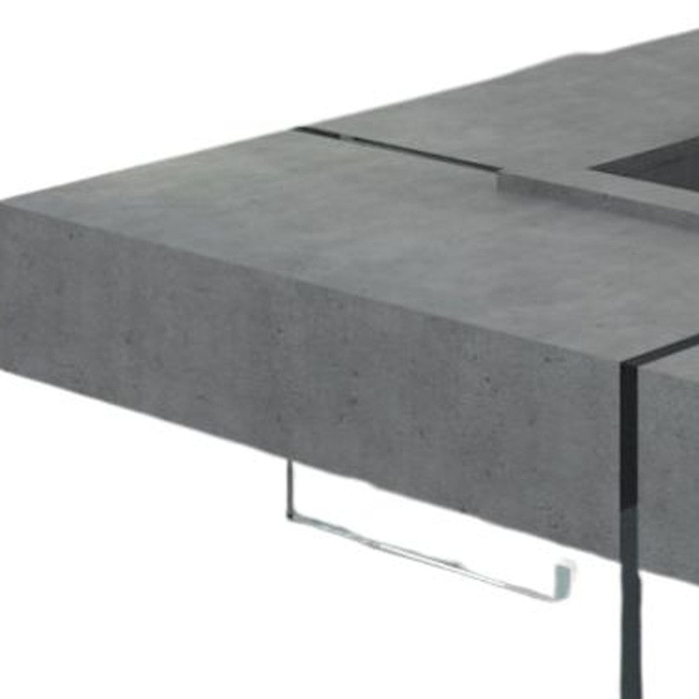 Gray & Clear Concrete & Glass Square Coffee Table