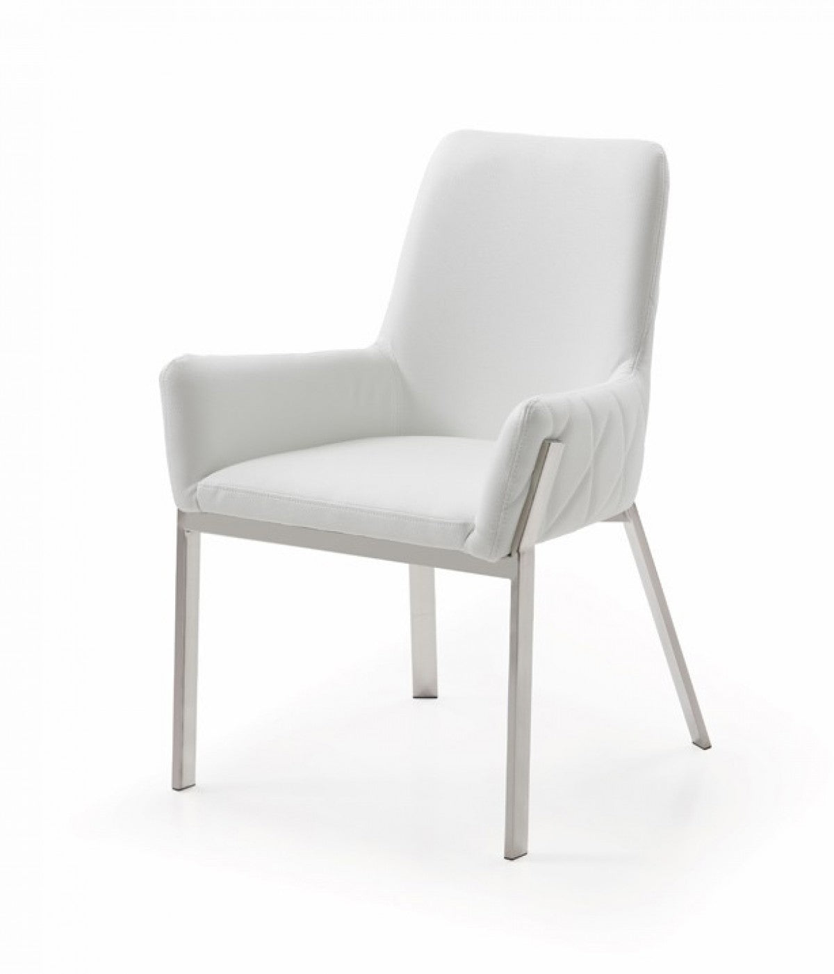 White & Silver Faux Leather Dining Chair