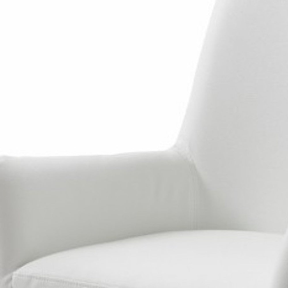 White & Silver Faux Leather Dining Chair