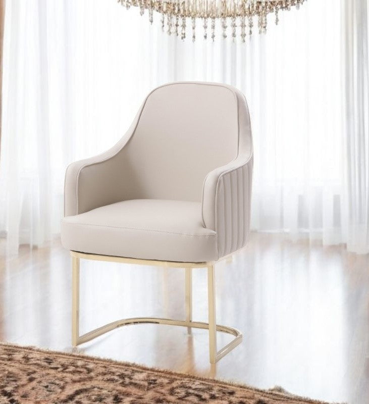 Gray & Champagne Fabric Dining Chair