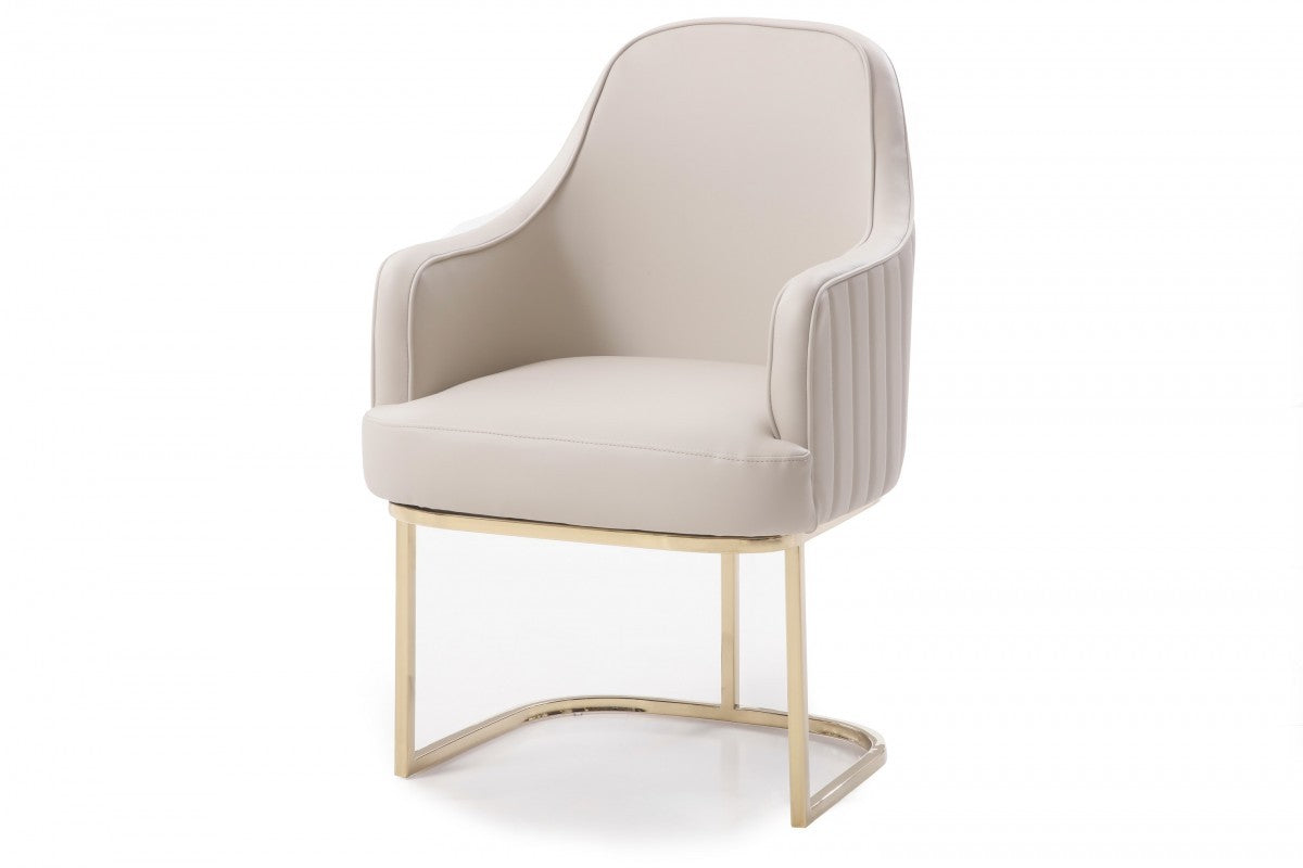 Gray & Champagne Fabric Dining Chair