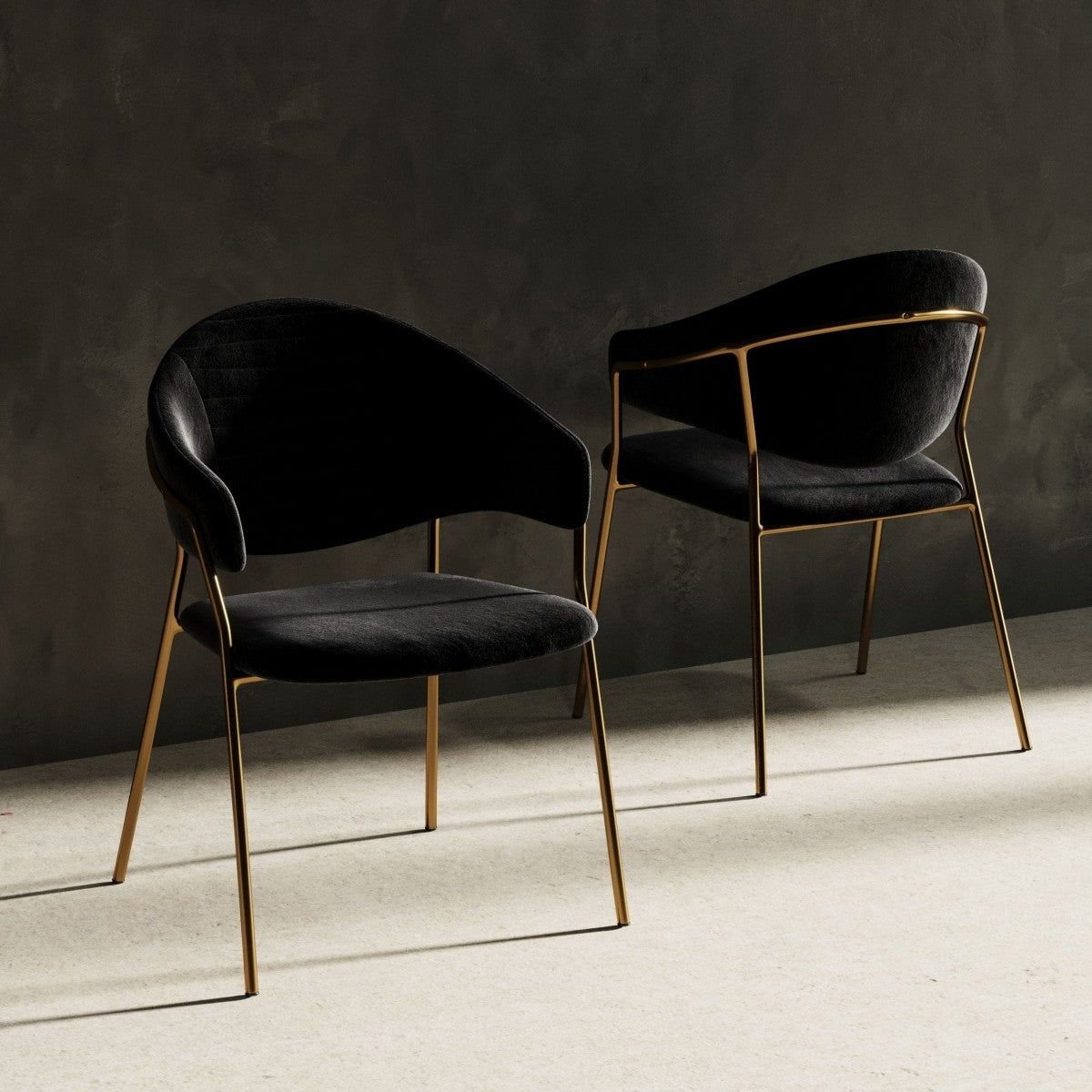 Black Gold Velvet Modern Dining Chairs - Set of 2
