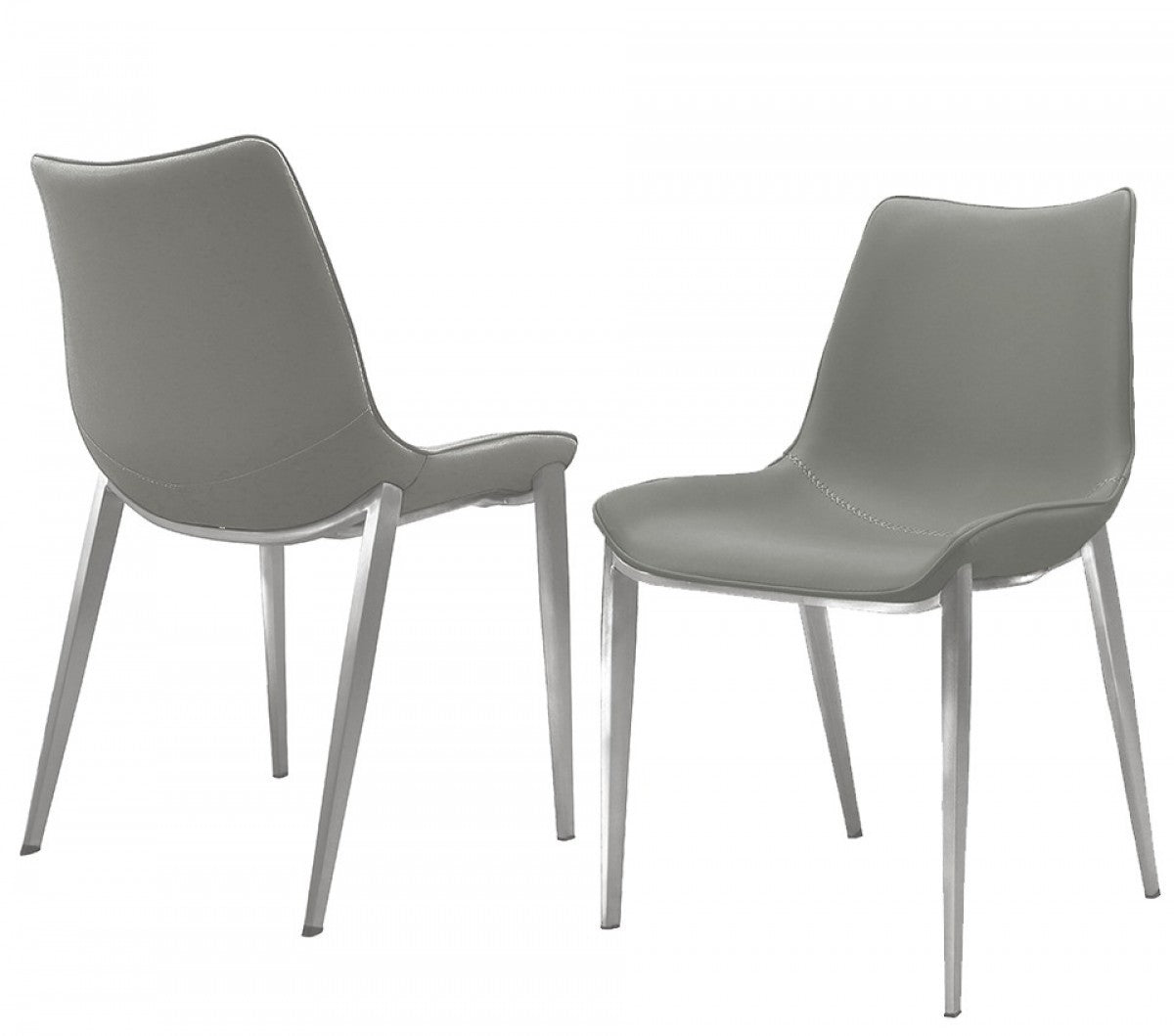 Gray Faux Leather Modern Dining Chairs - Set of 2