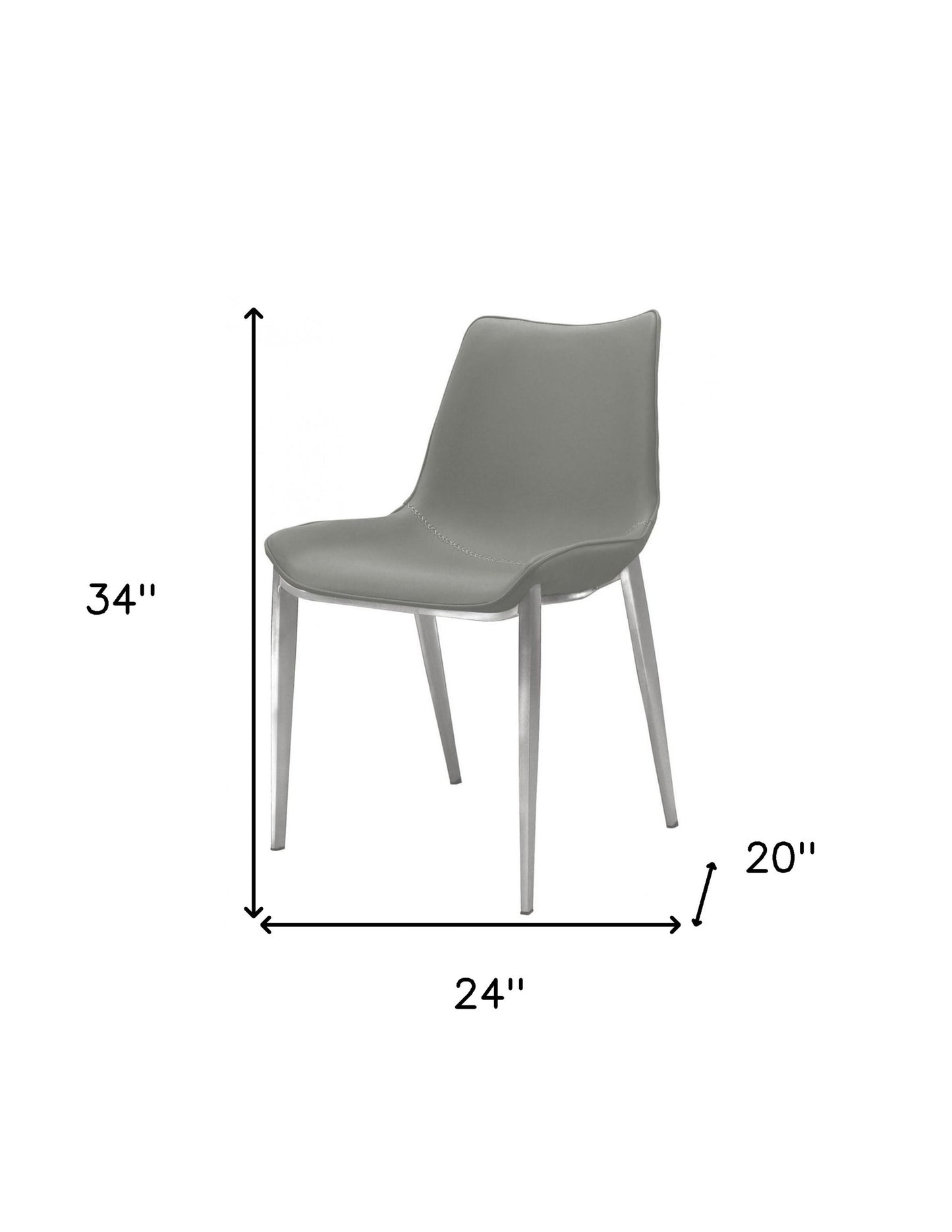 Gray Faux Leather Modern Dining Chairs - Set of 2