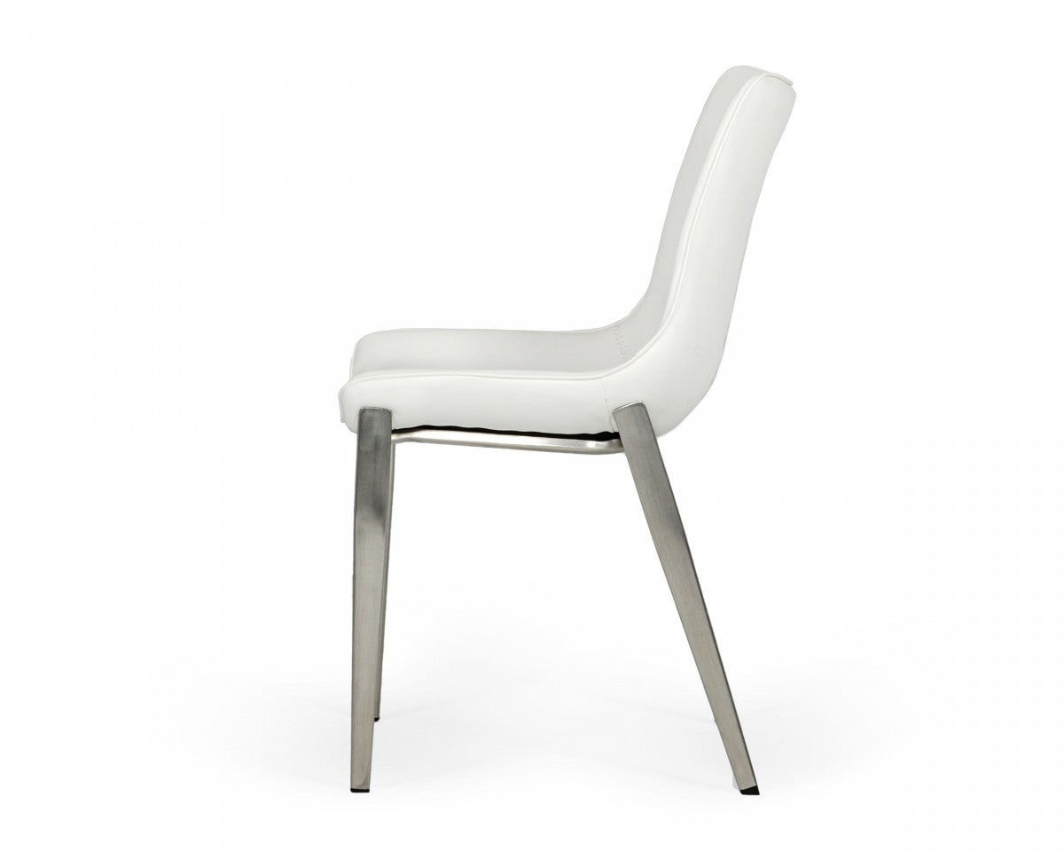 White Faux Leather Modern Dining Chairs - Set of 2