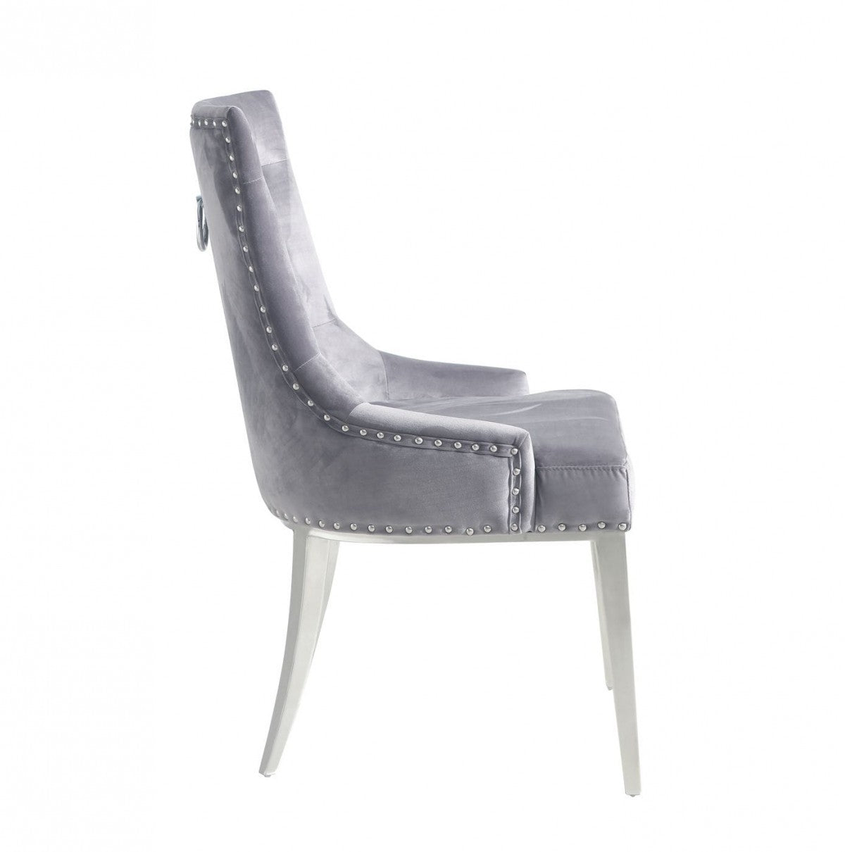 Grey Velvet Tufted Dining Chairs - Set of 2