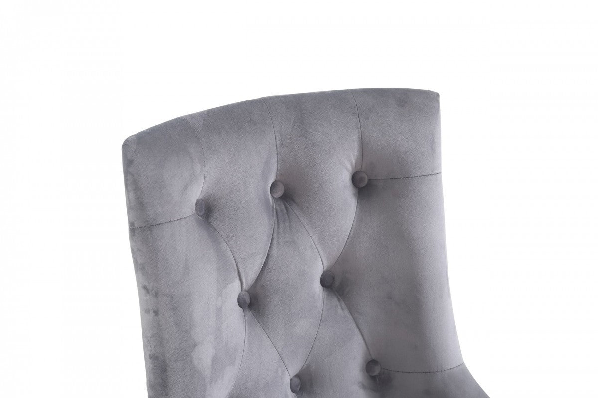 Grey Velvet Tufted Dining Chairs - Set of 2