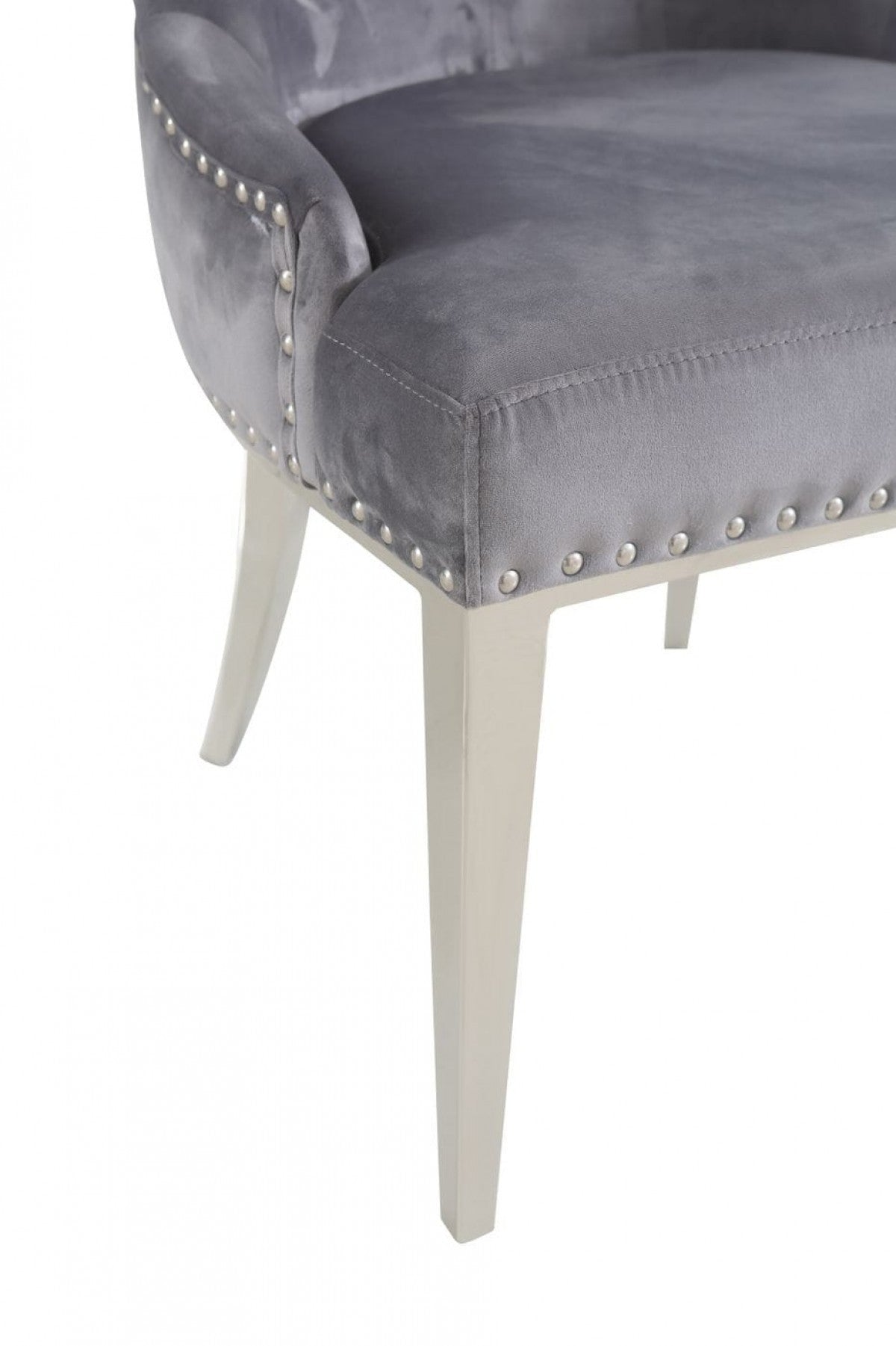 Grey Velvet Tufted Dining Chairs - Set of 2
