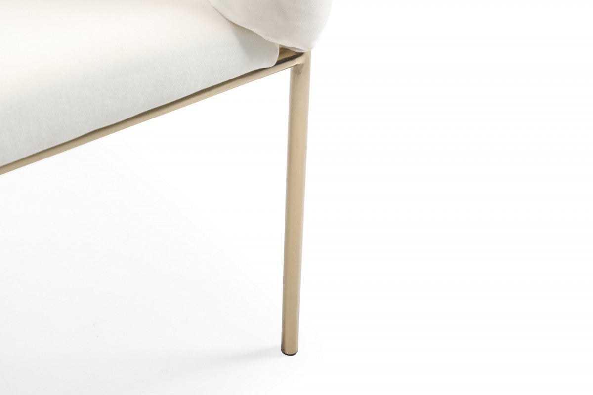 White & Brass Fabric Dining Chair