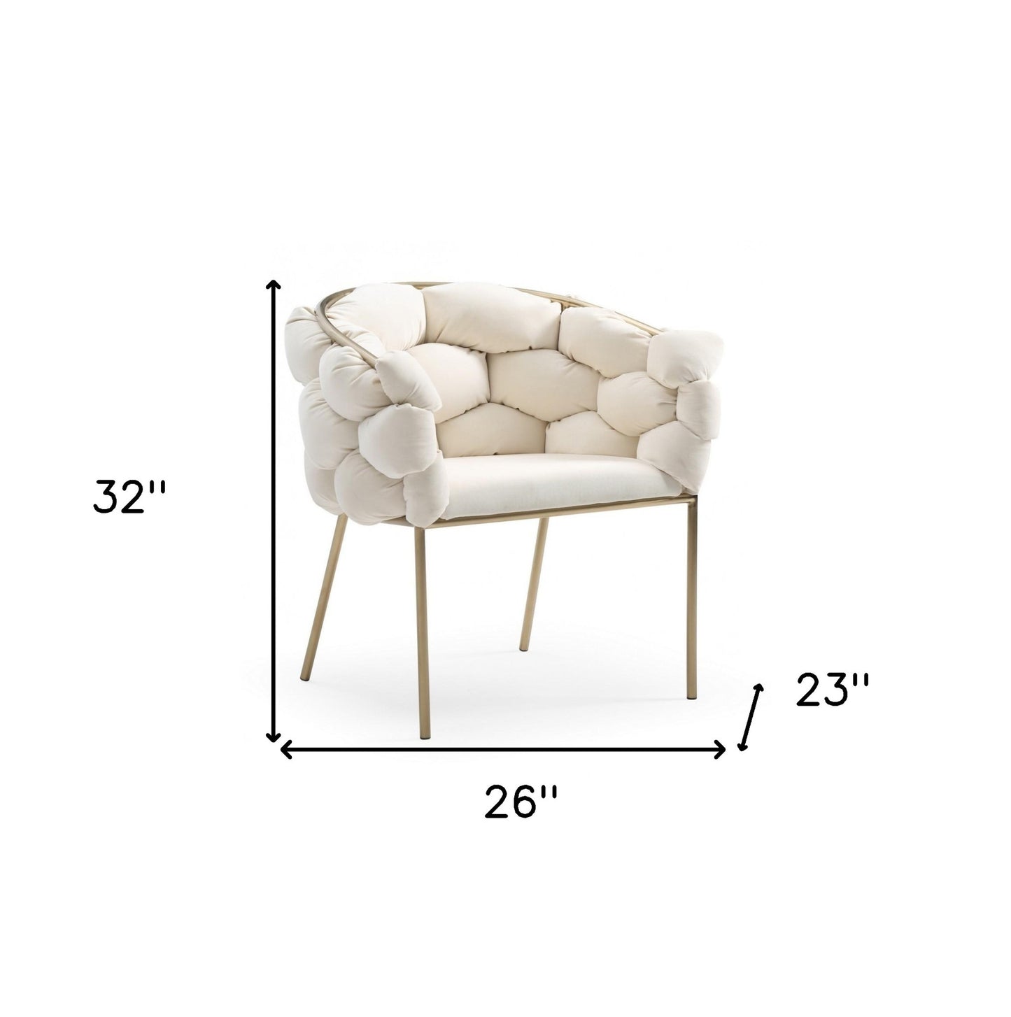 White & Brass Fabric Dining Chair