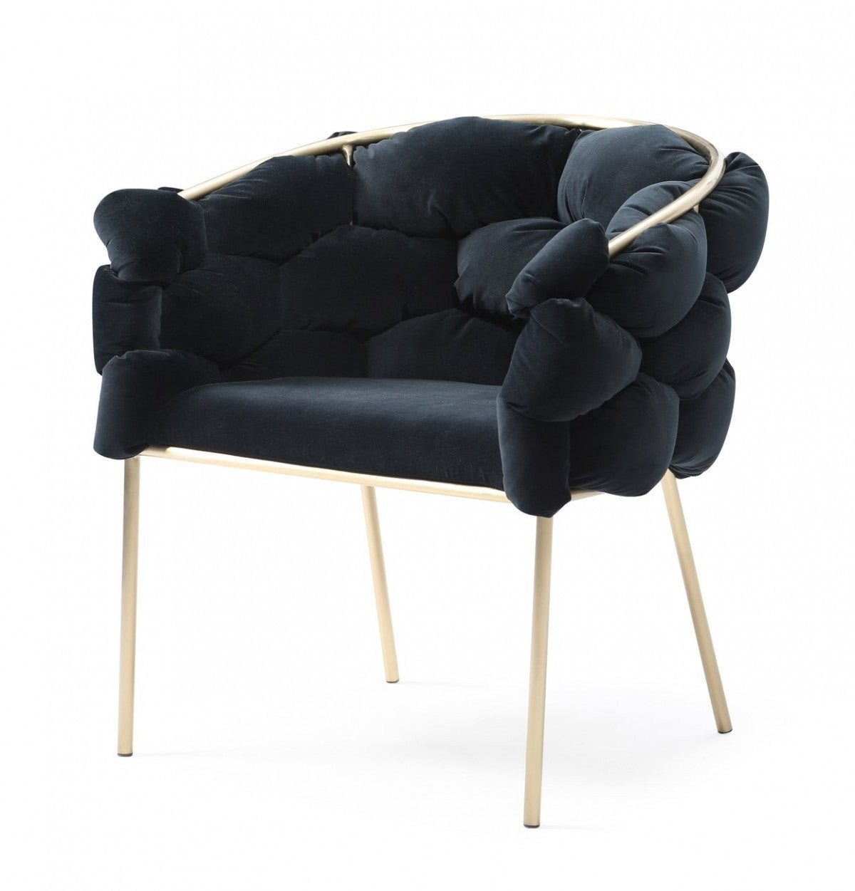 Black Geo Velvet & Brushed Brass Velvet Dining Chair