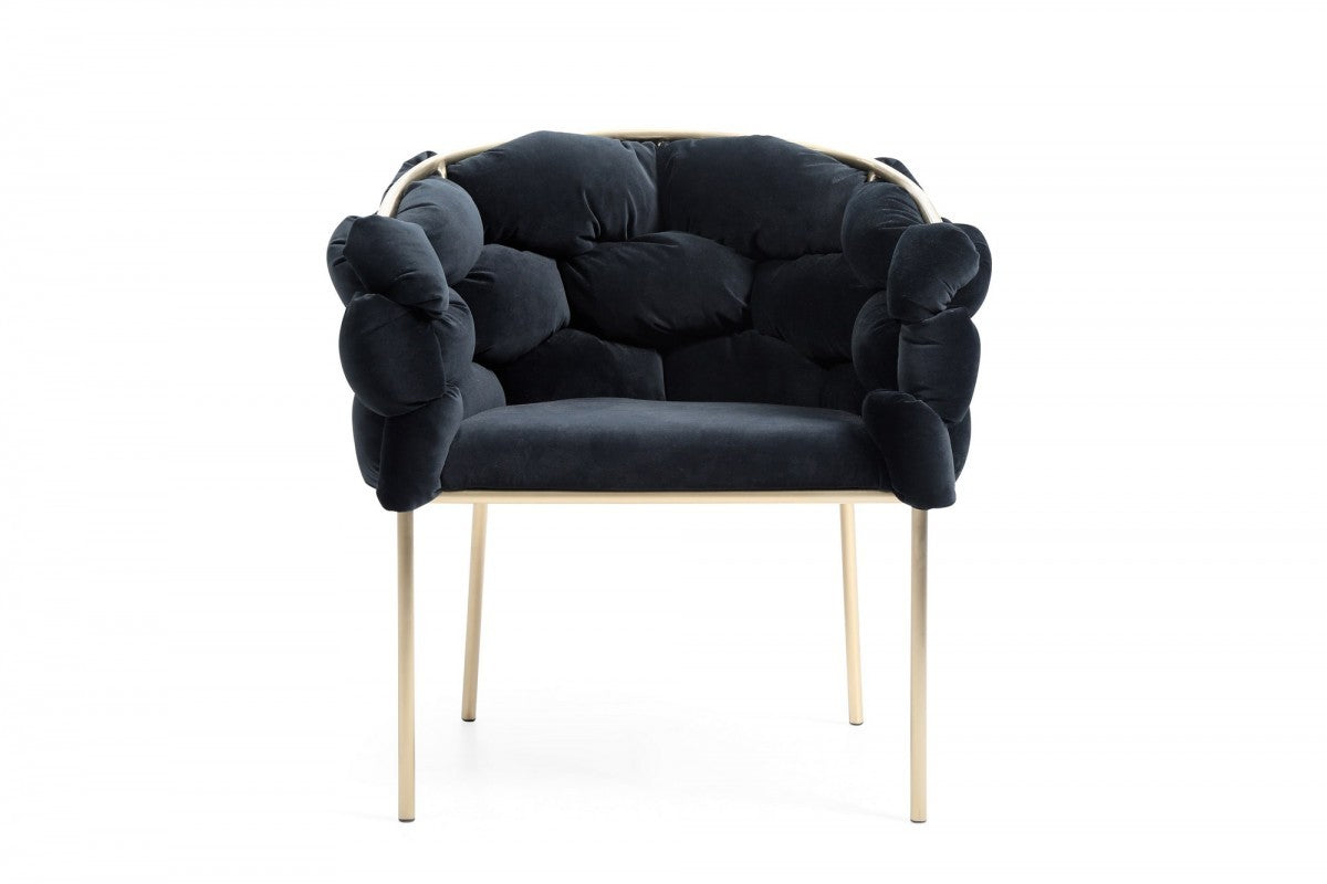 Black Geo Velvet & Brushed Brass Velvet Dining Chair