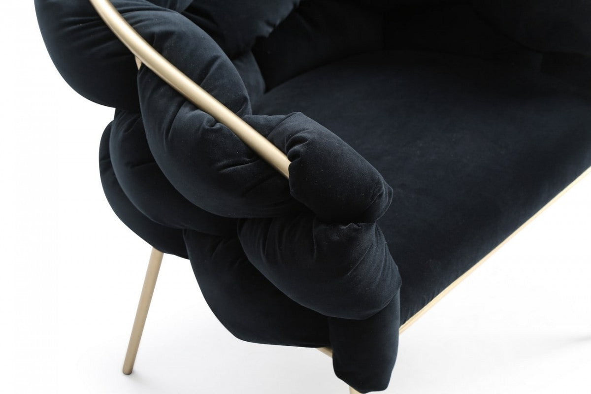 Black Geo Velvet & Brushed Brass Velvet Dining Chair