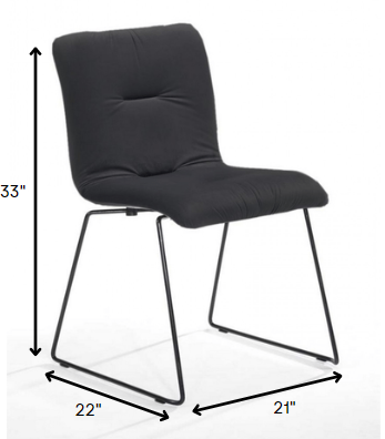 Dark Gray Velvet Dining Chairs - Set of 2