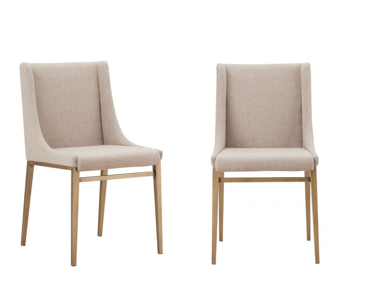 Beige Brass Contemporary Dining Chairs - Set of 2