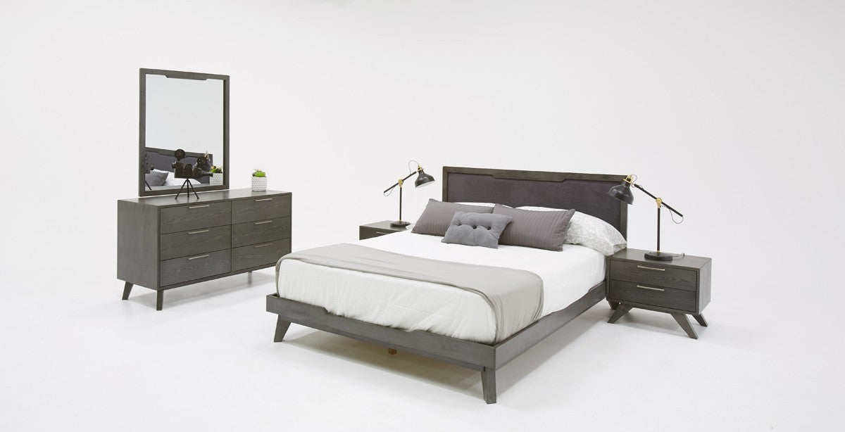 Modern Gray Wash Nightstand w/ 2 Drawers