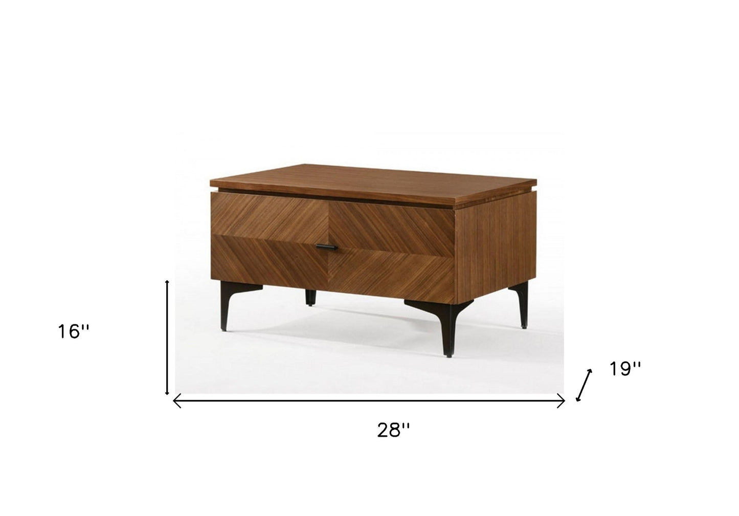 Mid Century Walnut Nightstand w/ 2 Drawers