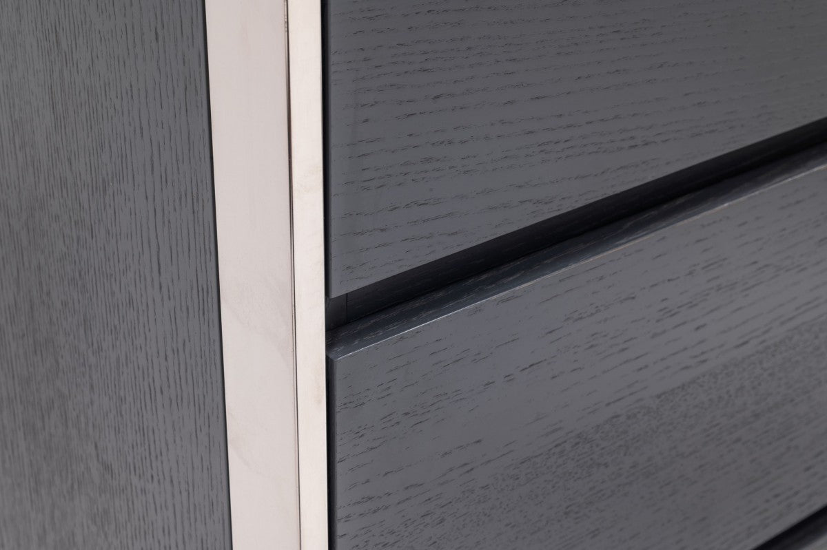 Modern Gray & Stainless Steel Nightstand