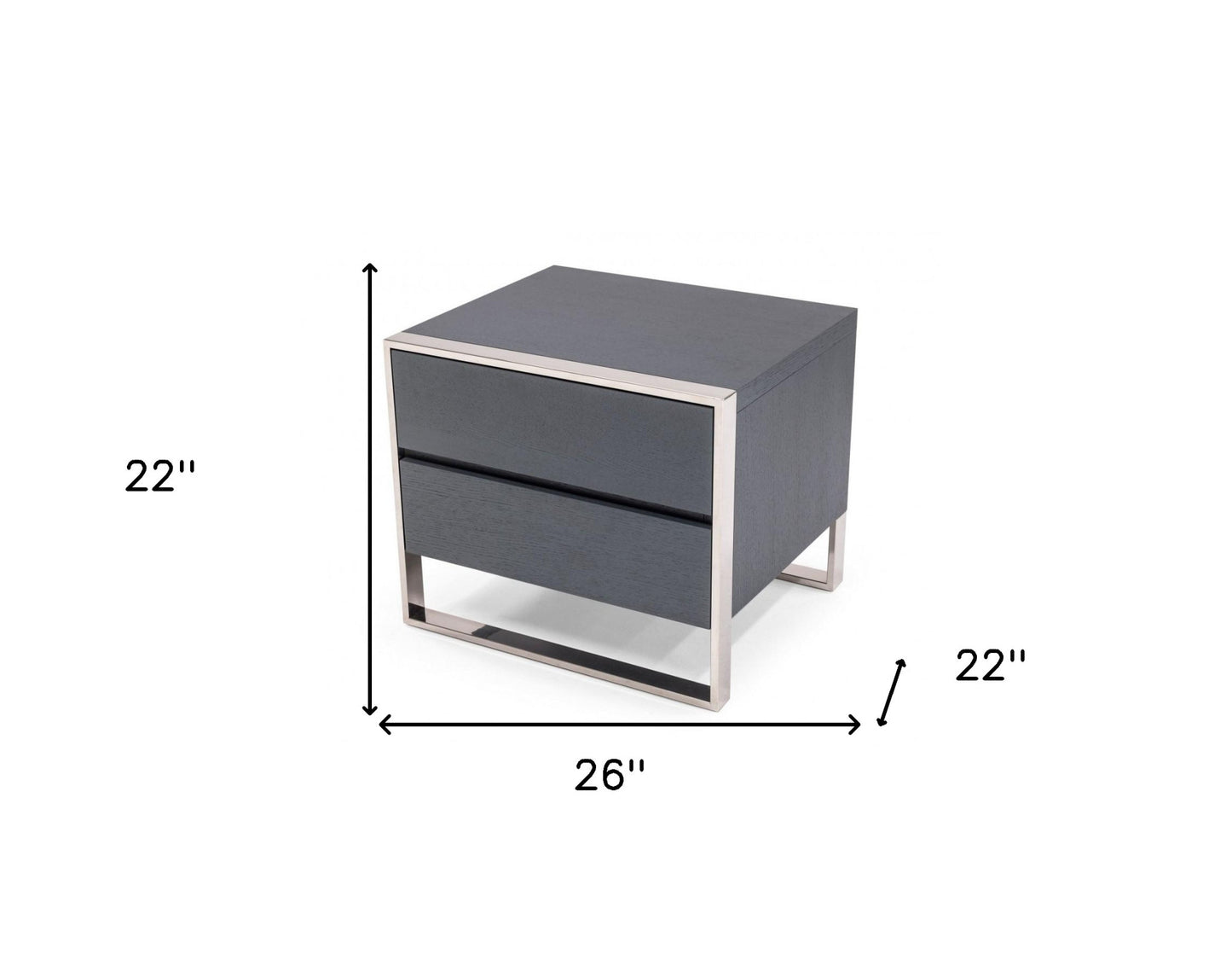 Modern Gray & Stainless Steel Nightstand