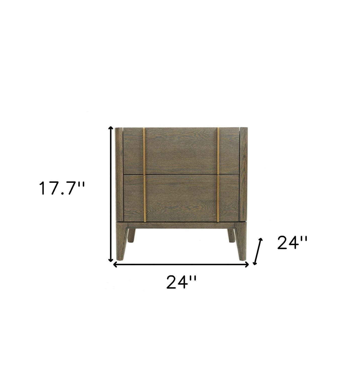 Mid Century Dark Brown & White Faux Marble Nightstand