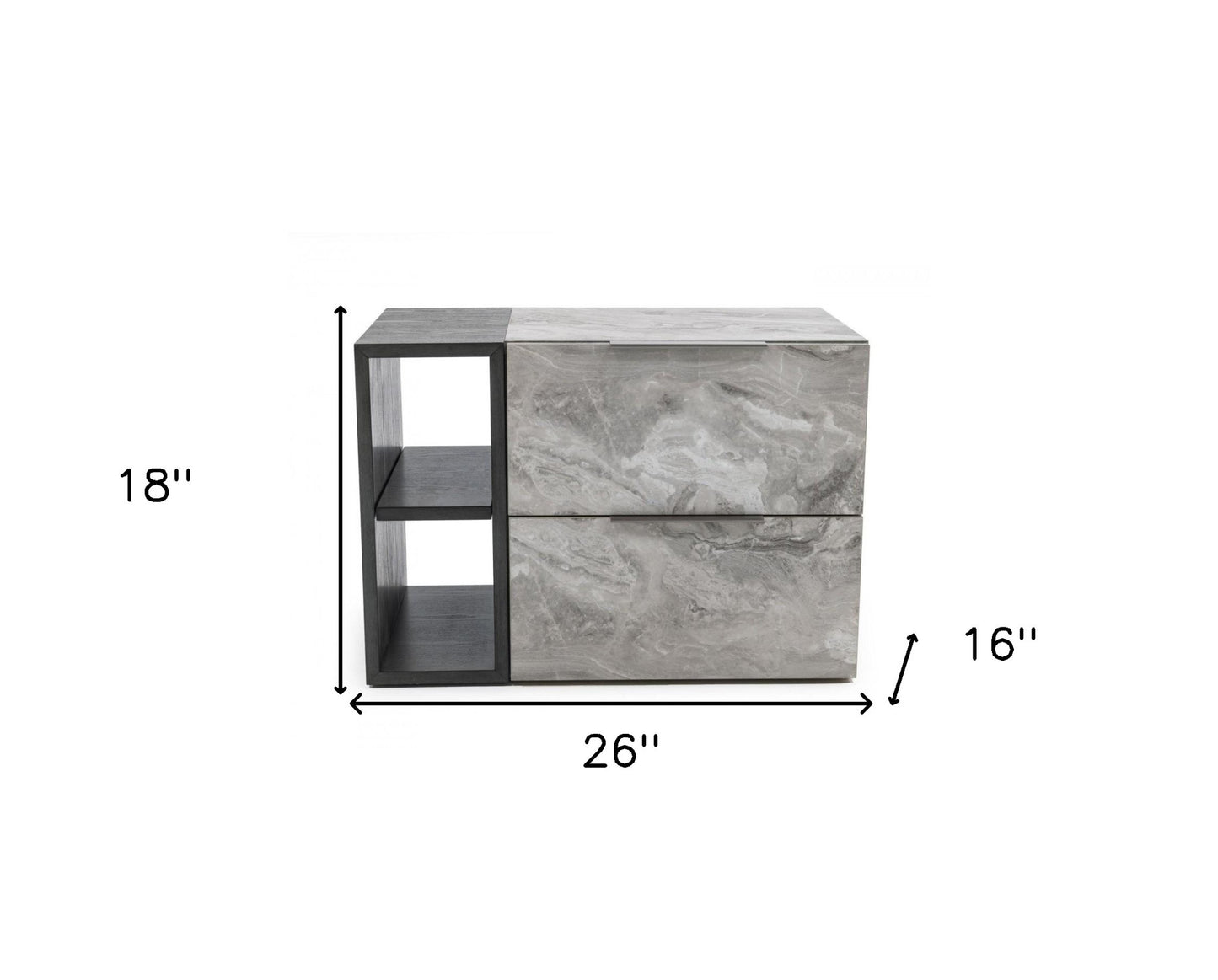 Contempo Gray Faux Marble Nightstand