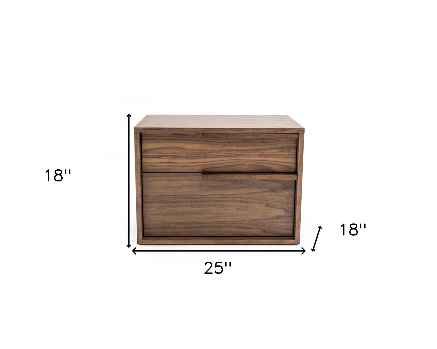 Modern Light Brown Walnut Nightstand w/ 2 Drawers