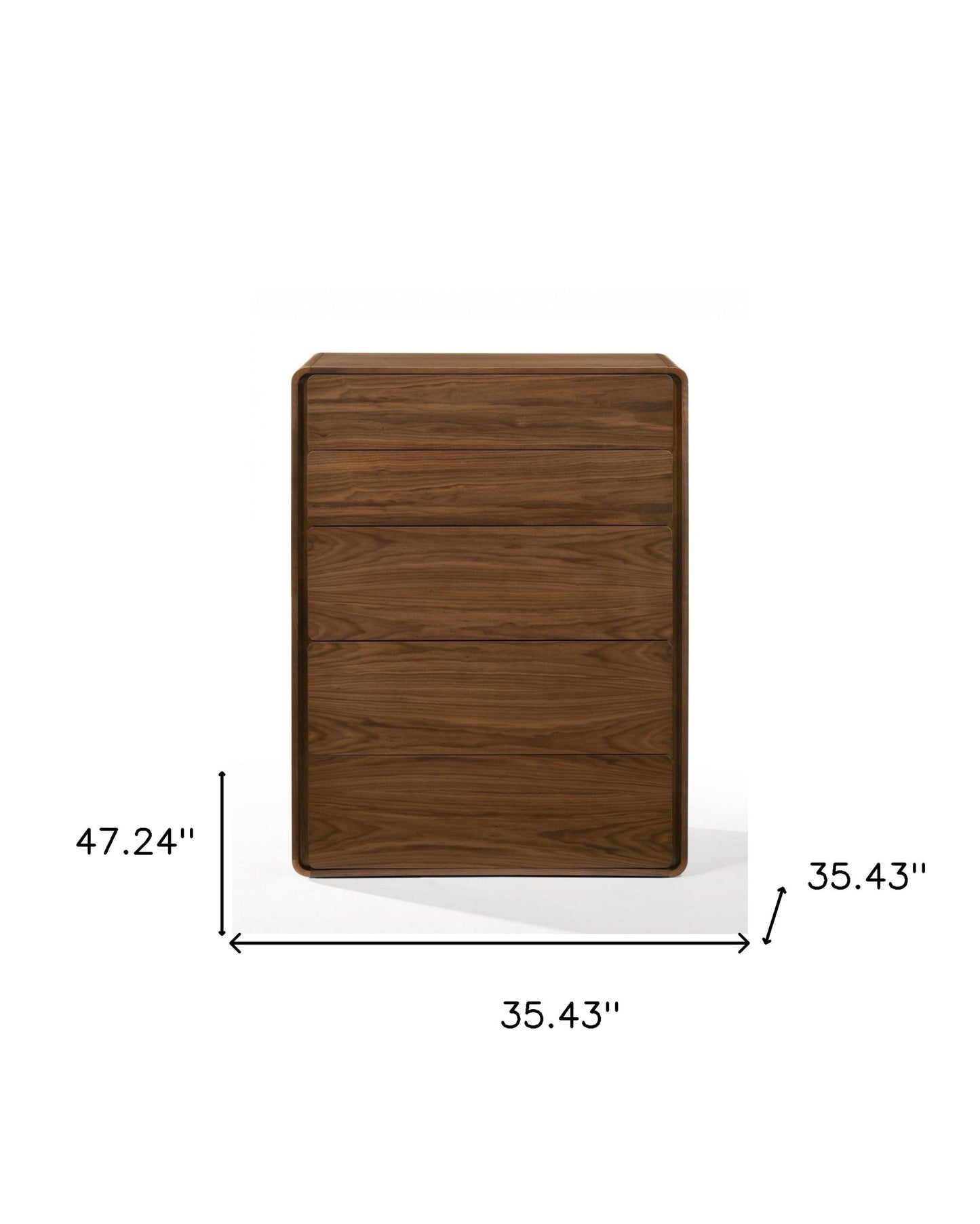 Walnut Solid Wood Five Drawer Chest image 5