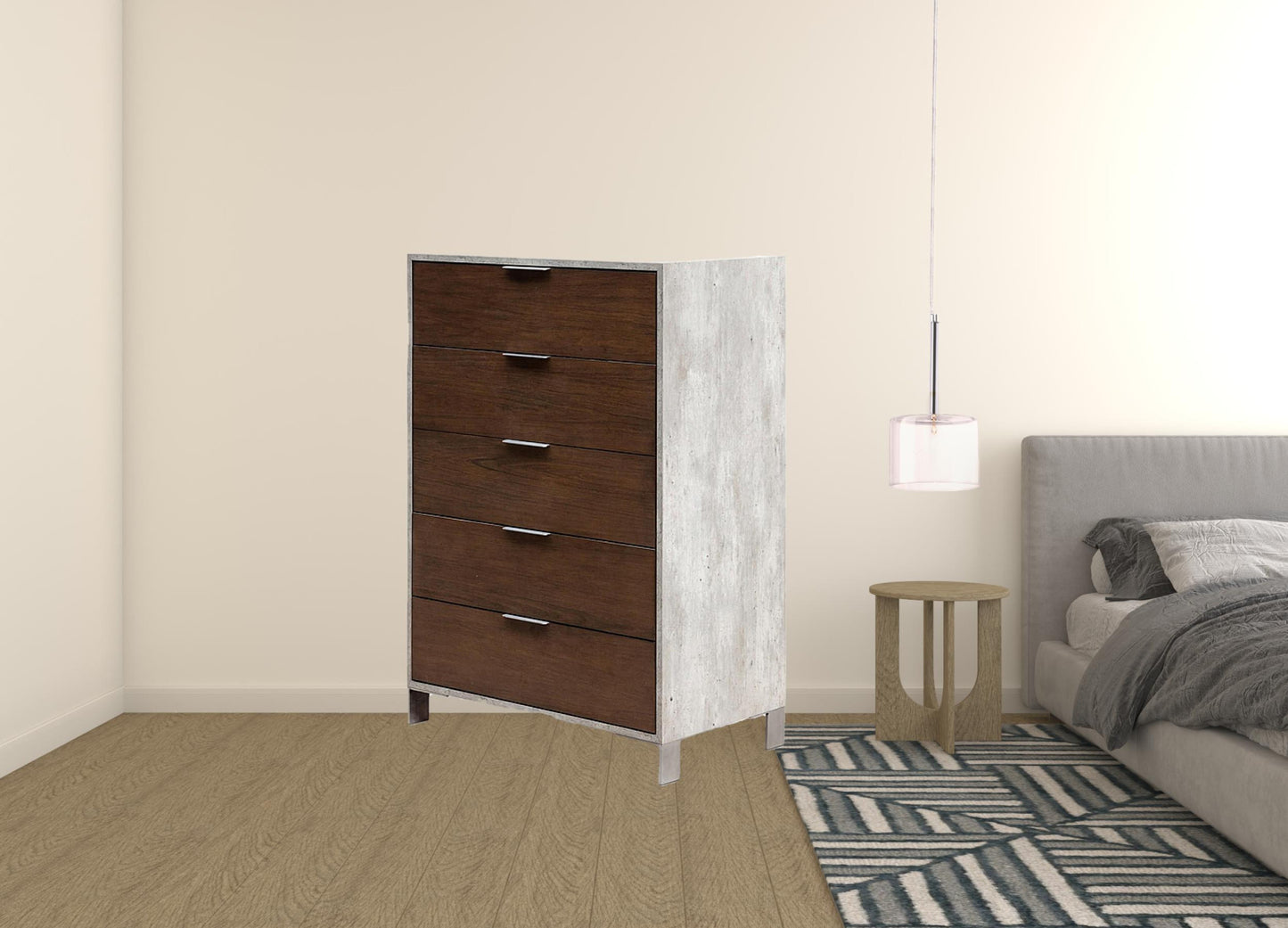 Silver Iron Drawer Combo Dresser