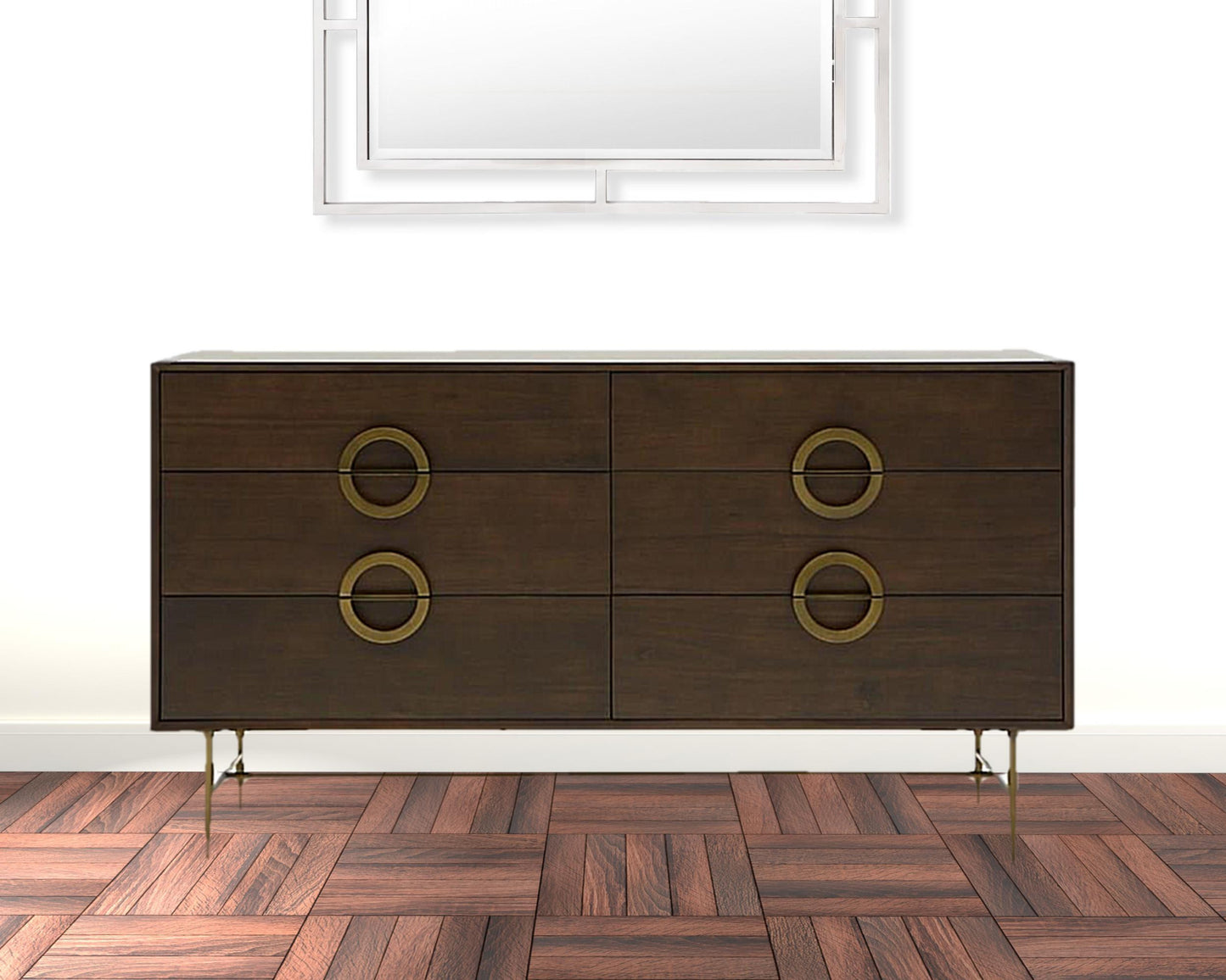 White Wash Solid Wood 7-Drawer Dresser