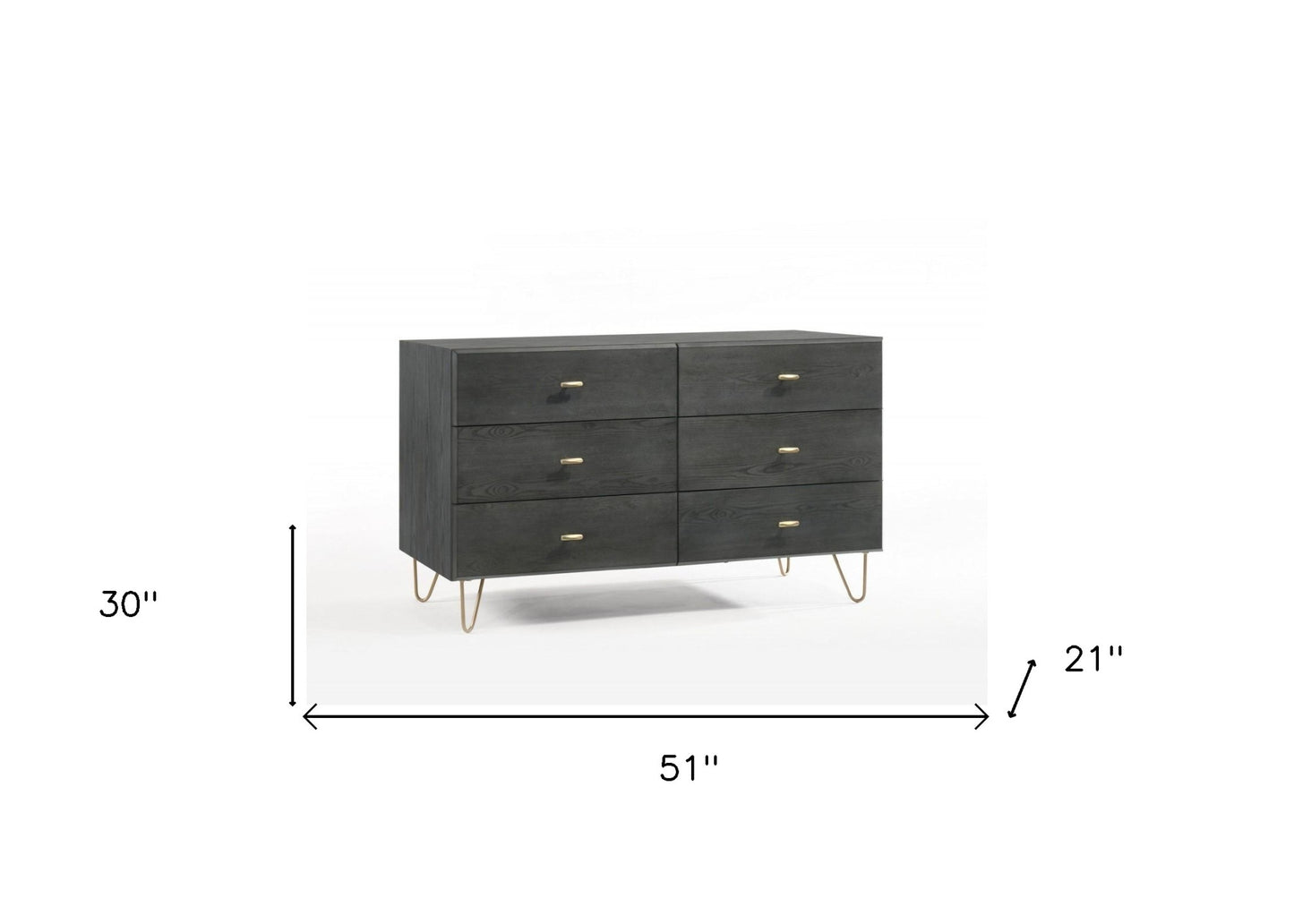 Gray Wood Six Drawer Double Dresser image 6