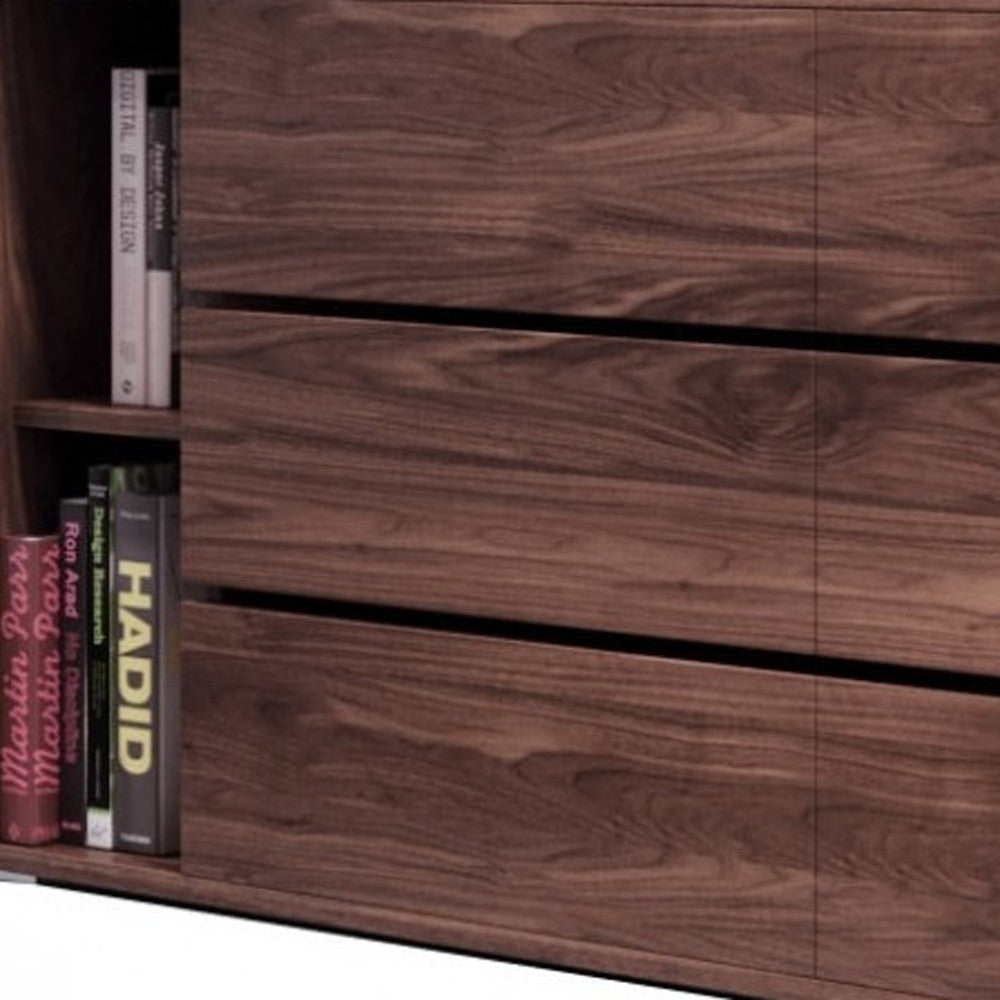 Dark Brown Solid Wood 6-Drawer Double Dresser