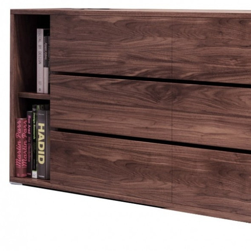 Dark Brown Solid Wood 6-Drawer Double Dresser
