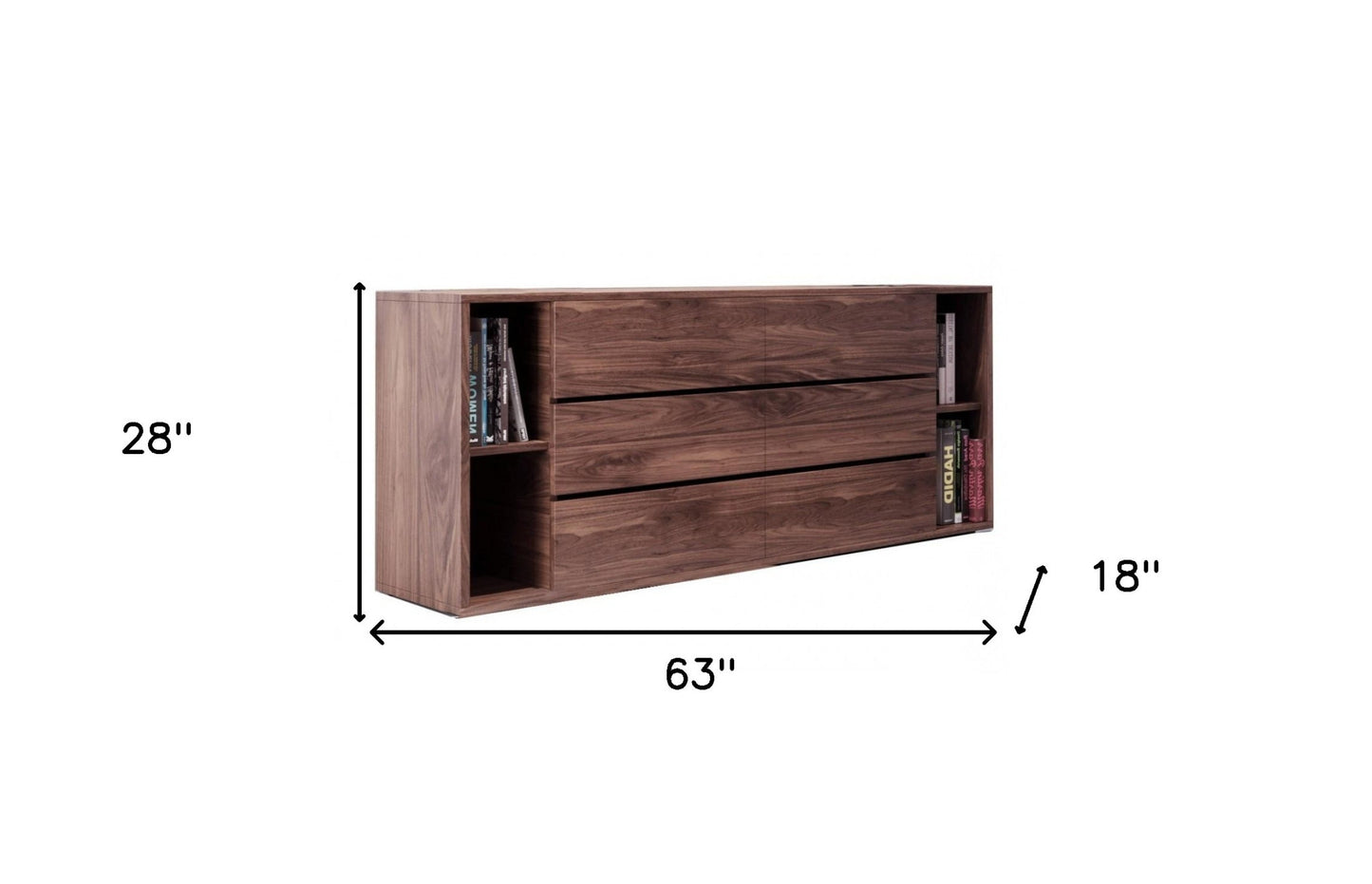 Dark Brown Solid Wood 6-Drawer Double Dresser