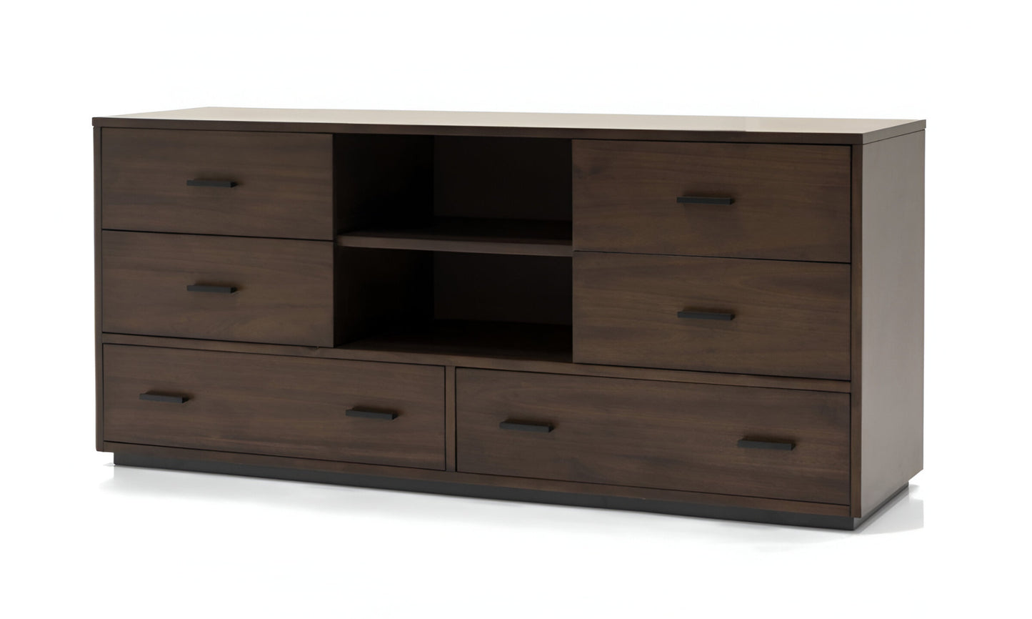 Brown Solid Wood 5-Drawer Dresser
