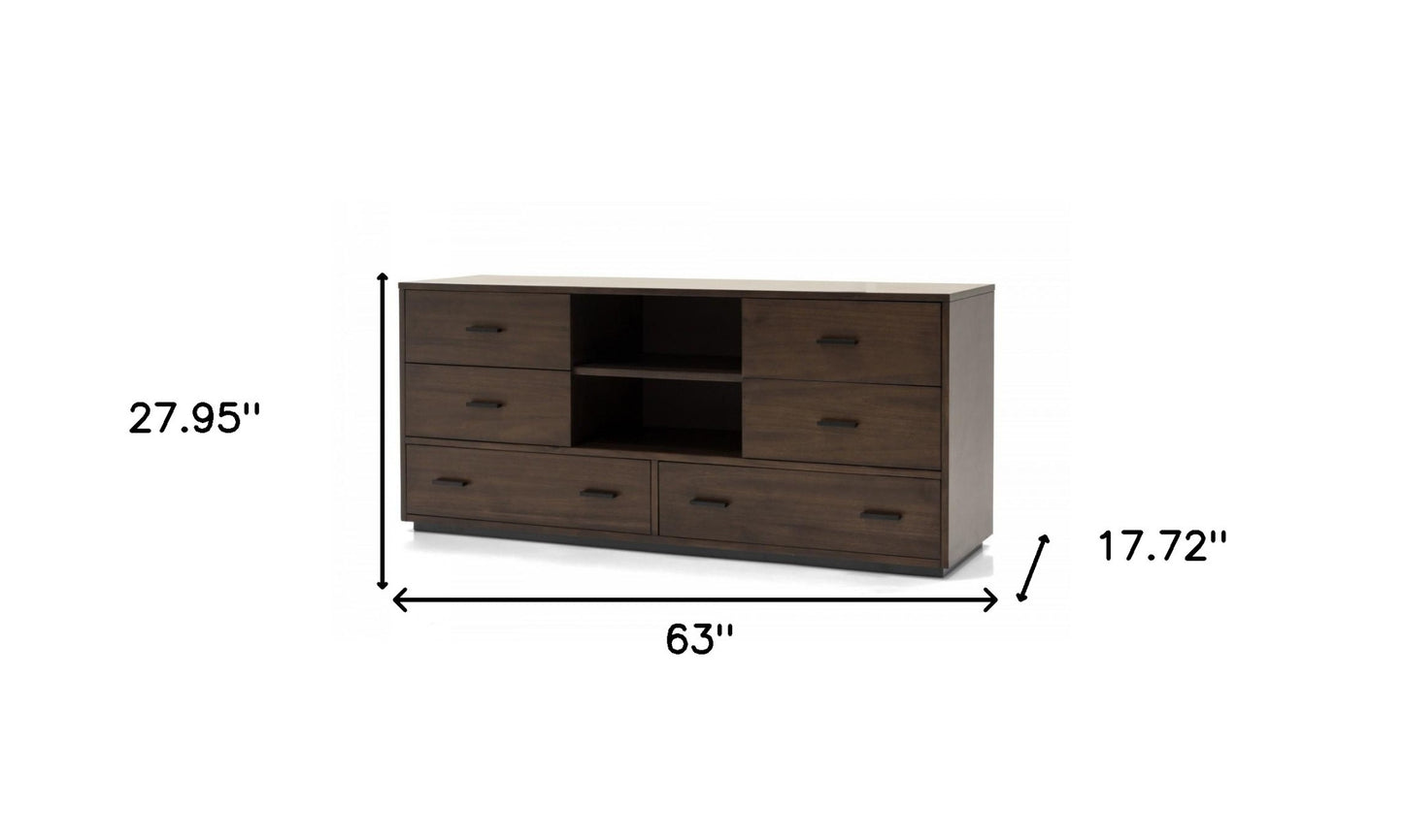 Brown Solid Wood 5-Drawer Dresser