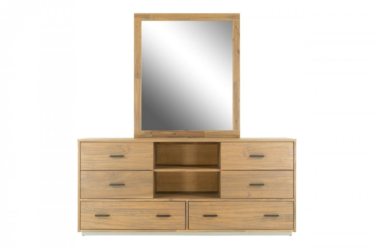 Brown Solid Wood 7-Drawer Triple Dresser
