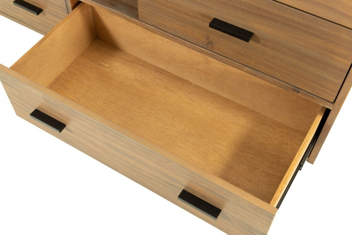 Brown Solid Wood 7-Drawer Triple Dresser