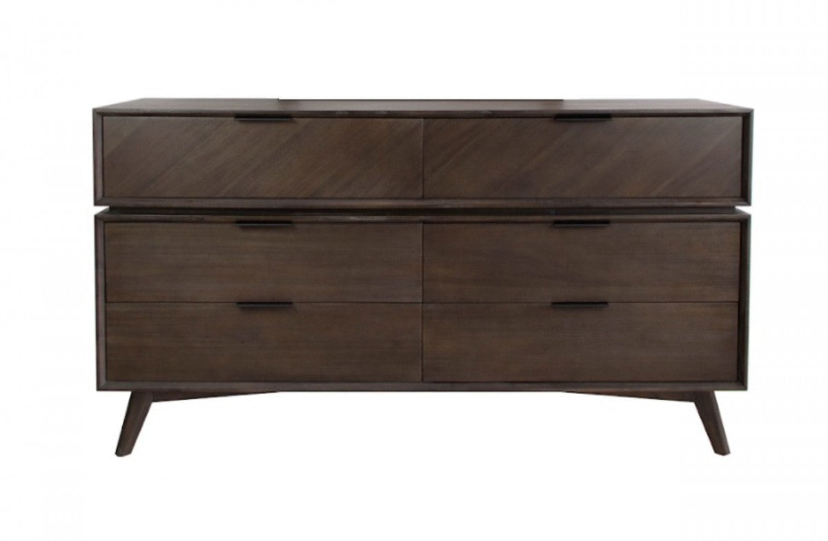 Grey Wood 6-Drawer Double Dresser