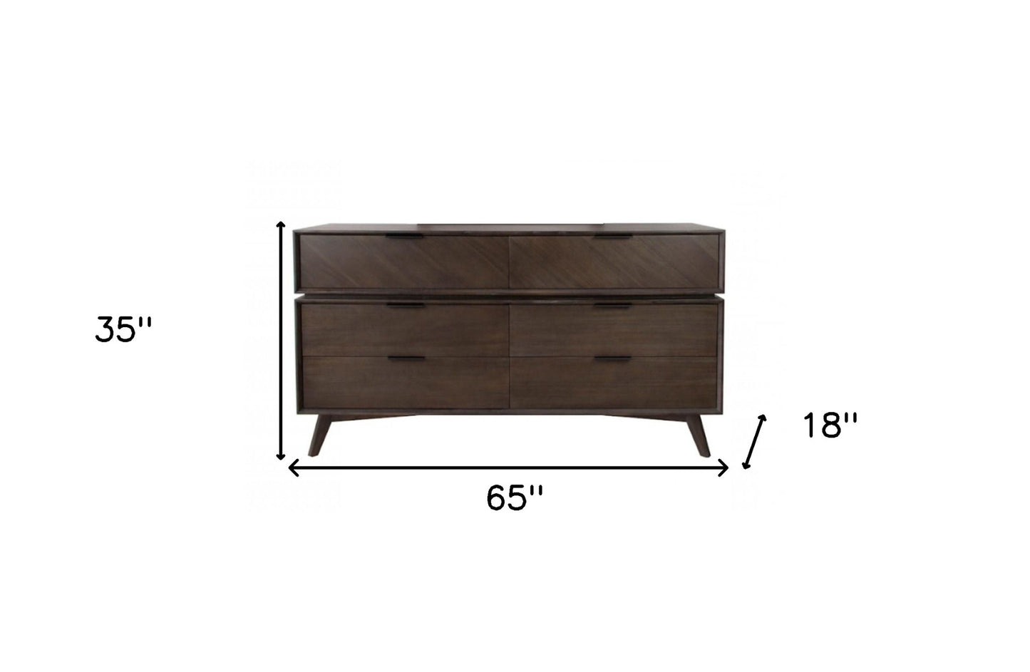 Grey Wood 6-Drawer Double Dresser