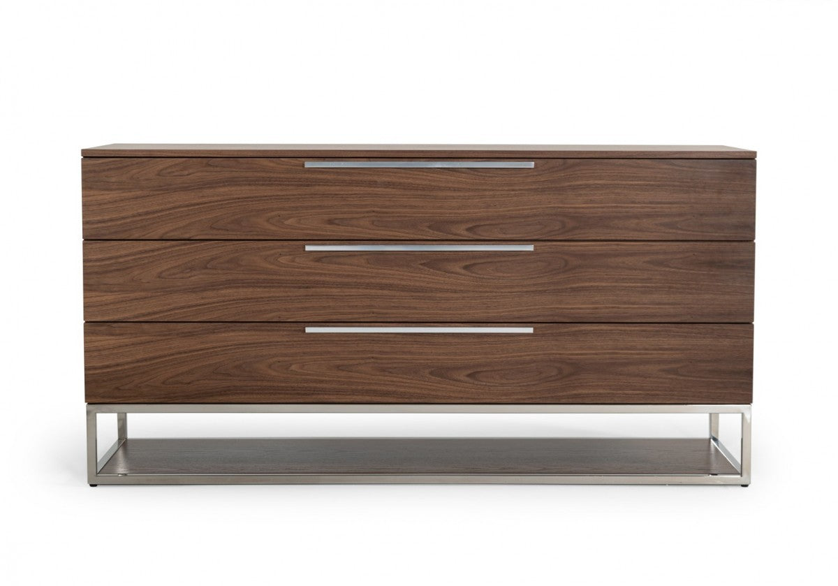 Black and Silver Wood Mirrored 8-Drawer Double Dresser