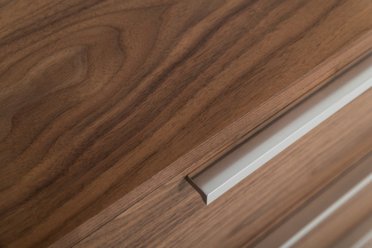 Black and Silver Wood Mirrored 8-Drawer Double Dresser