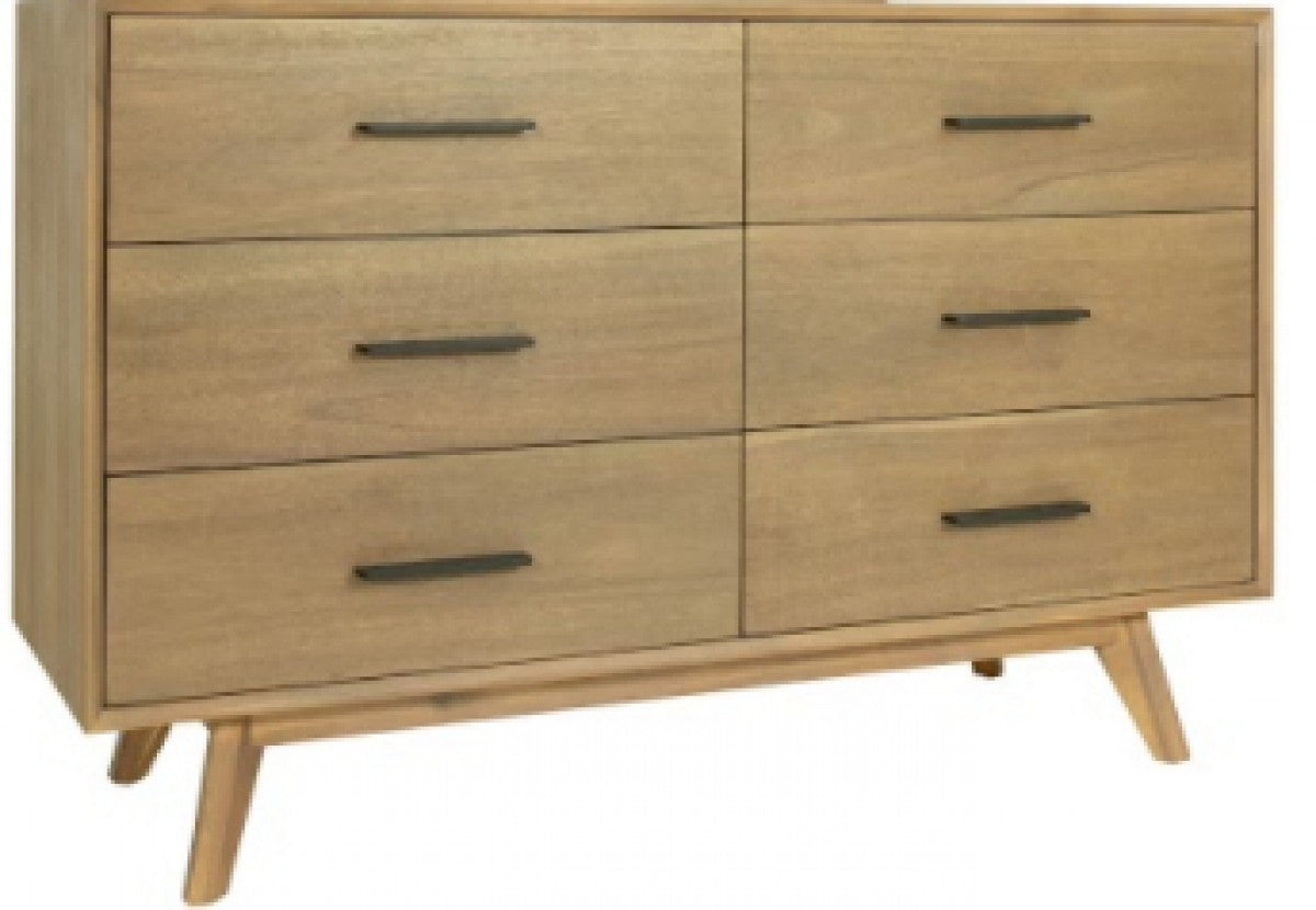 Brown and White Wood 7-Drawer Triple Dresser